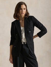 Scratched wool patch blazer - Polo Black