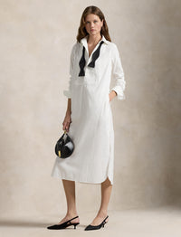 Robe-chemise de smoking en popeline - White