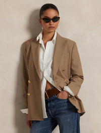 Blazer croisé en laine stretch - Camel