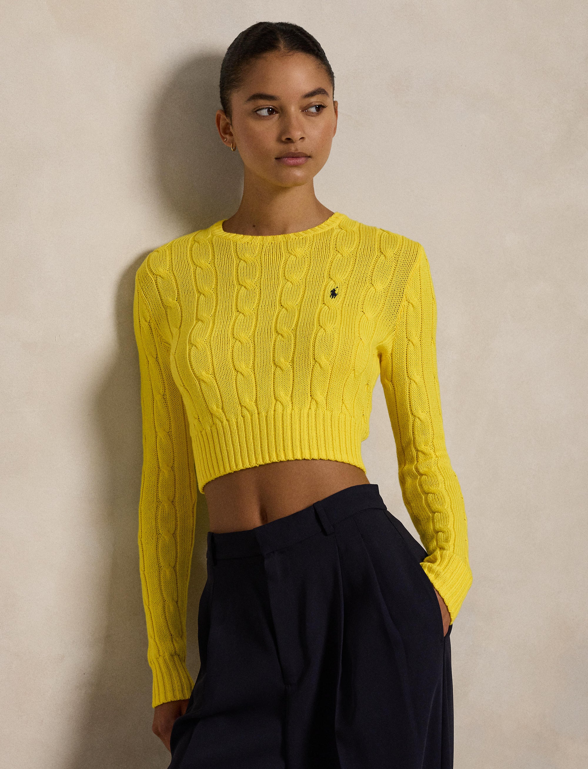 Pull torsadé Cropped Fit en coton - Lemon Crush