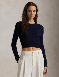 Pull torsadé Cropped Fit en coton - Hunter Navy