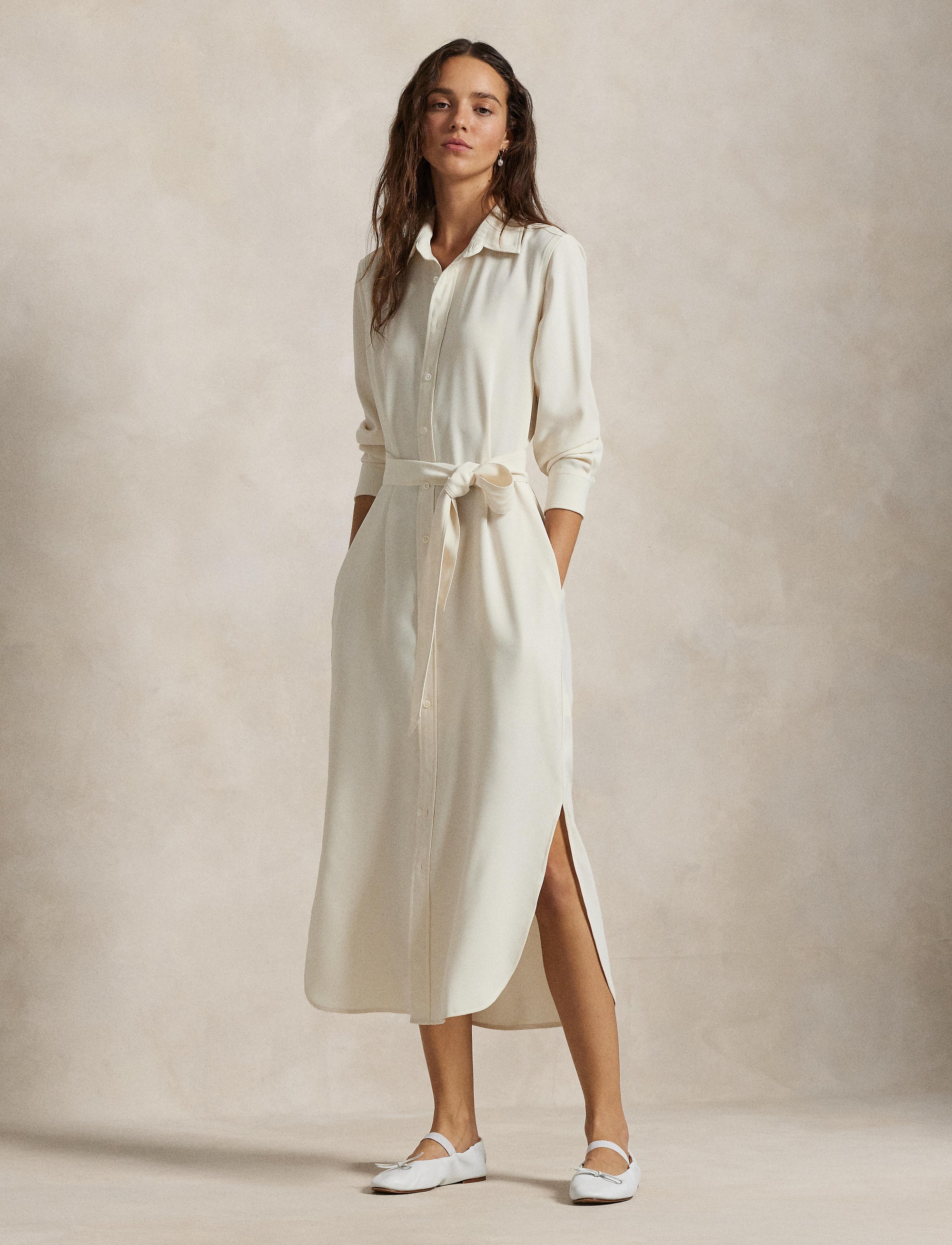 Robe-chemise en satin - Mascarpone Cream