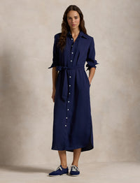 Robe-chemise en satin - Graphic Navy