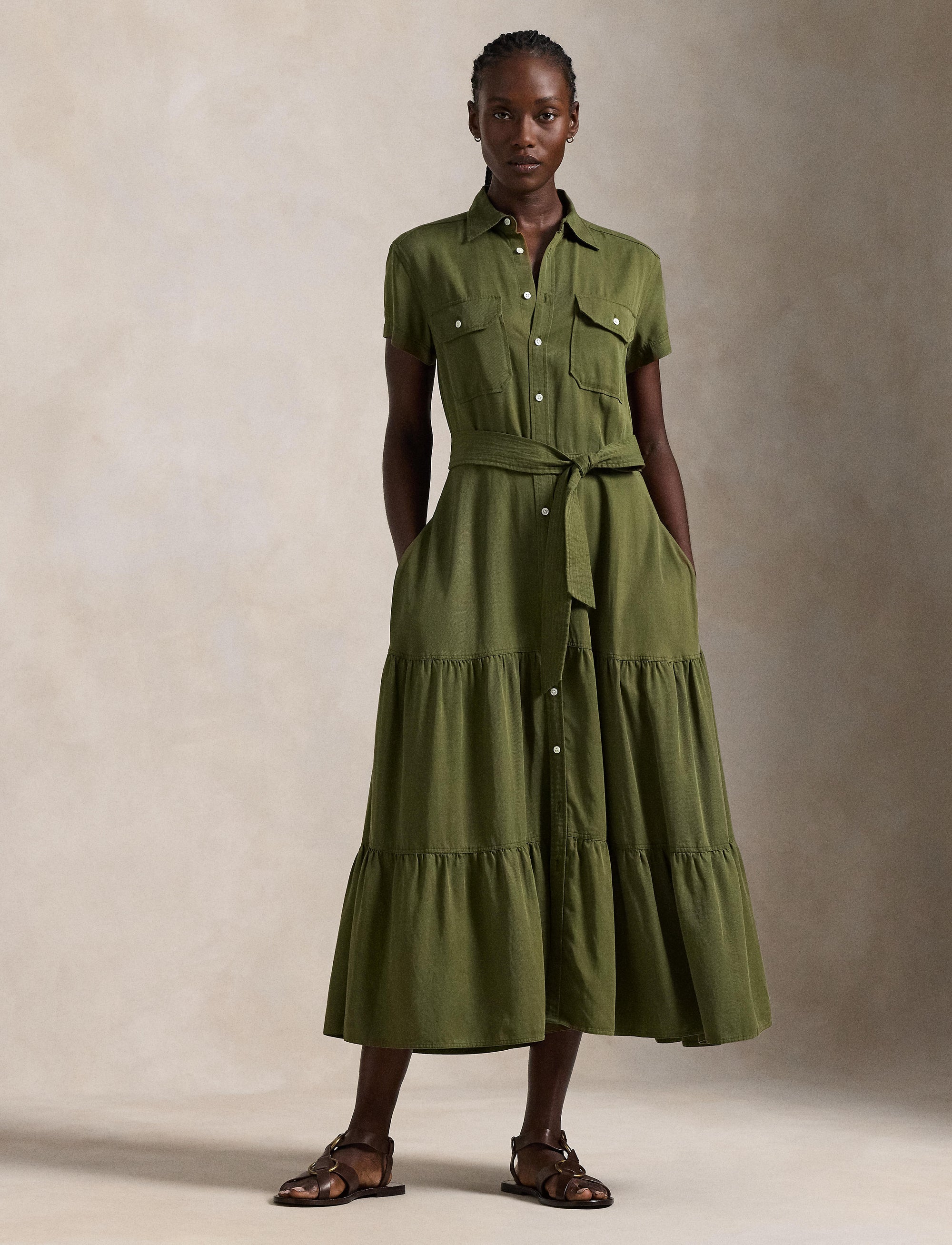 Robe-chemise gitane ceinturée - Expedition Olive