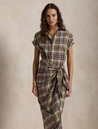 Robe-chemise écossaise en coton - Yellow, Green, Navy, Multicolore & Plaid