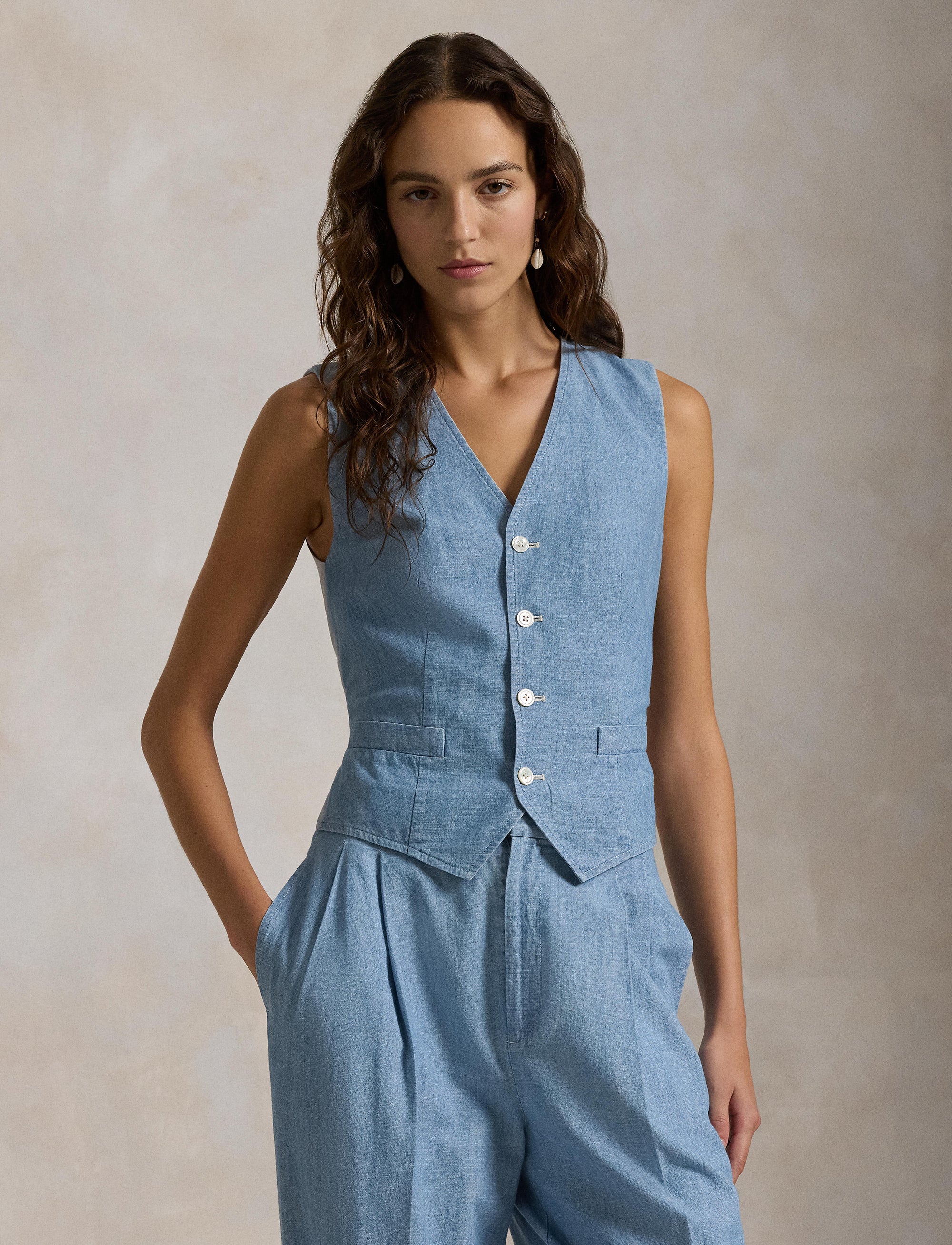 Gilet Pauline en chambray - Chambray