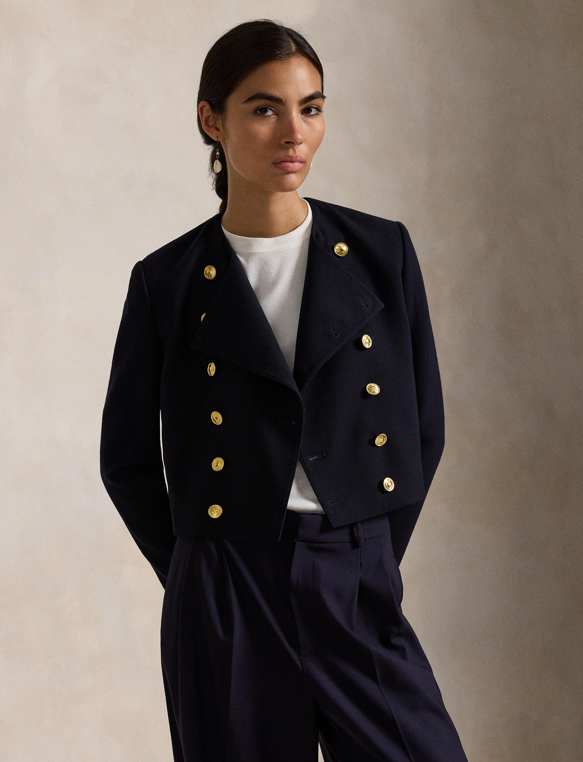 Short jacket in wool crepe - Worth Navy