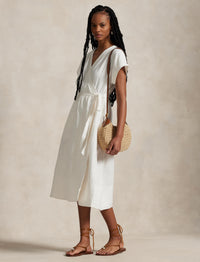 Short-sleeved wrap dress - Deckwash White