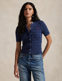 Cardigan torsadé à manches courtes coton - Midnight Royal