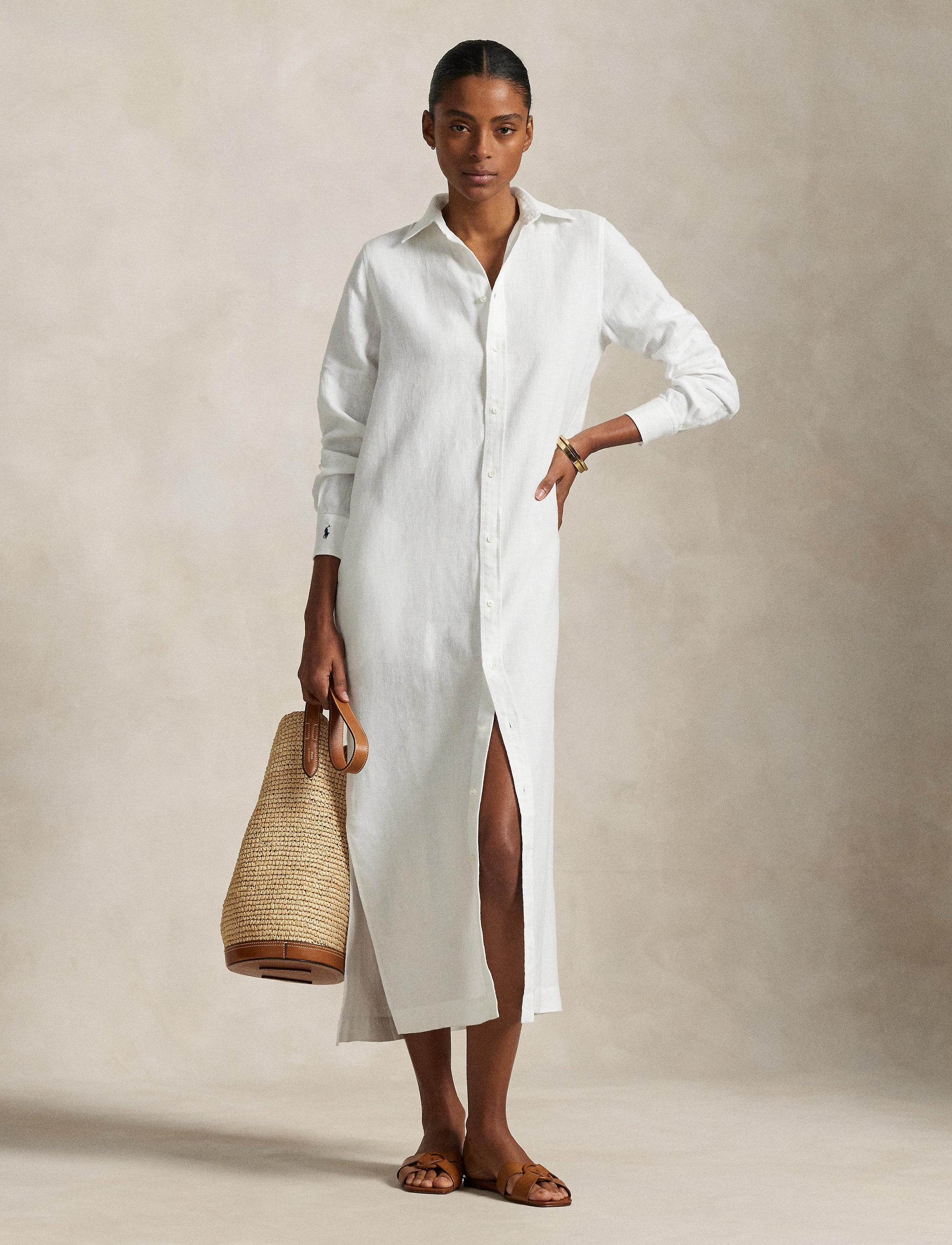 Robe-chemise en lin - White