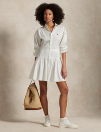 Robe-chemise à pans en popeline de coton - White