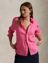 Chemise Oversize Fit en lin - Hot Fuchsia