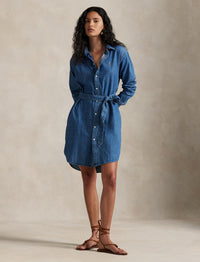 Robe chemise ceinturée en denim - Tussa Wash