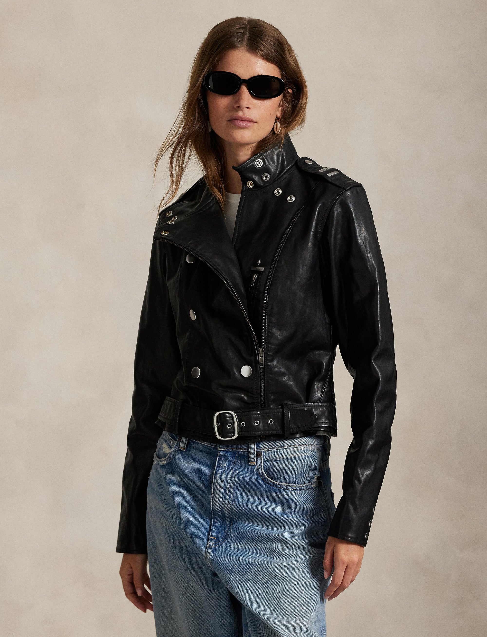 Veste en cuir cloutée - Black
