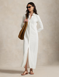 Robe-chemise boutonnée en maille - Trophy Cream
