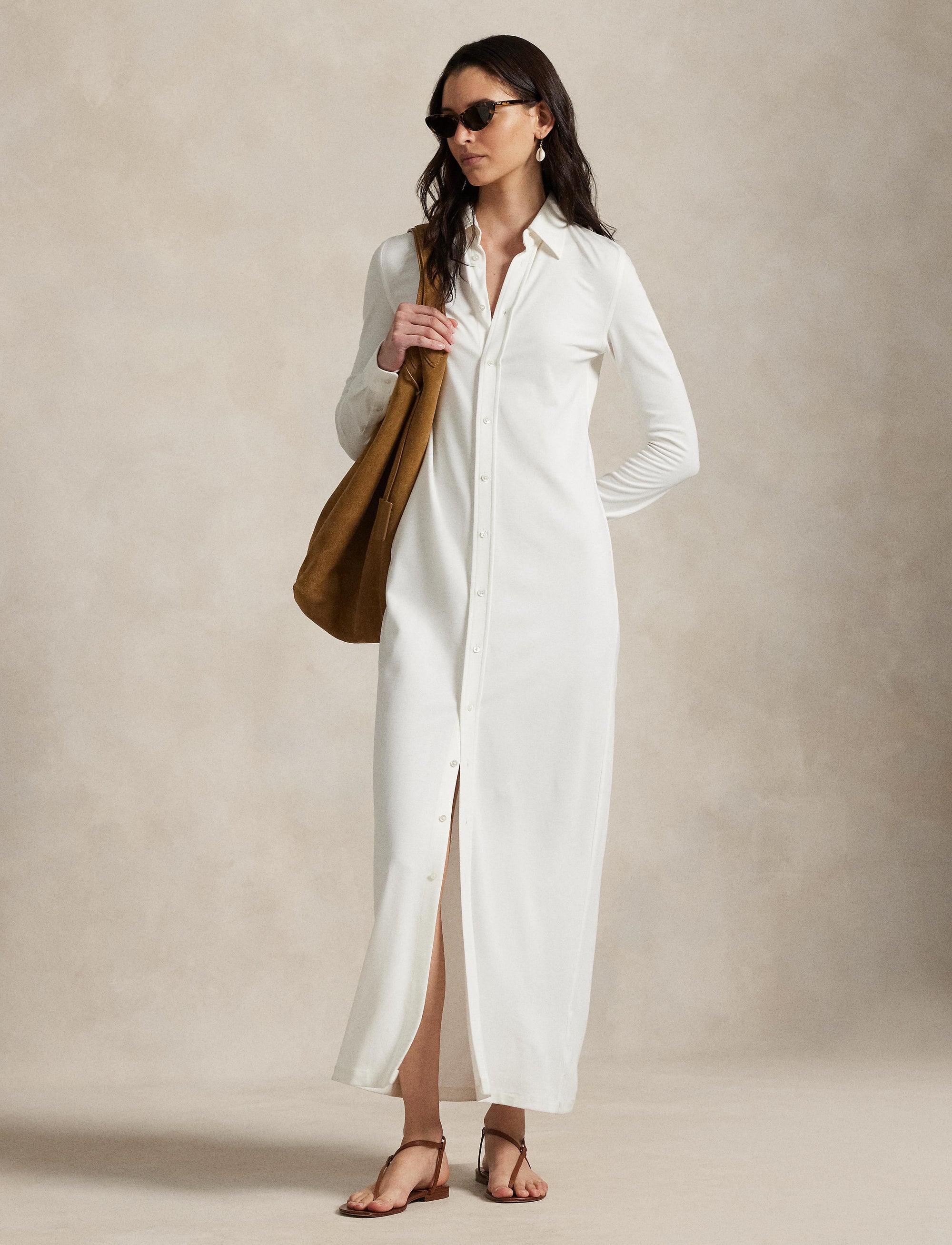 Robe-chemise boutonnée en maille - Trophy Cream