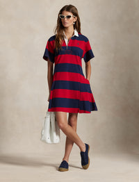 Robe de rugby rayée en jersey de coton - Polo Sport Red & Newport Navy