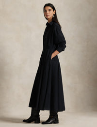 Robe-chemise à pans en toile de coton - Polo Black