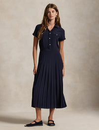 Robe-chemise plissée en crêpe de soie - Ink