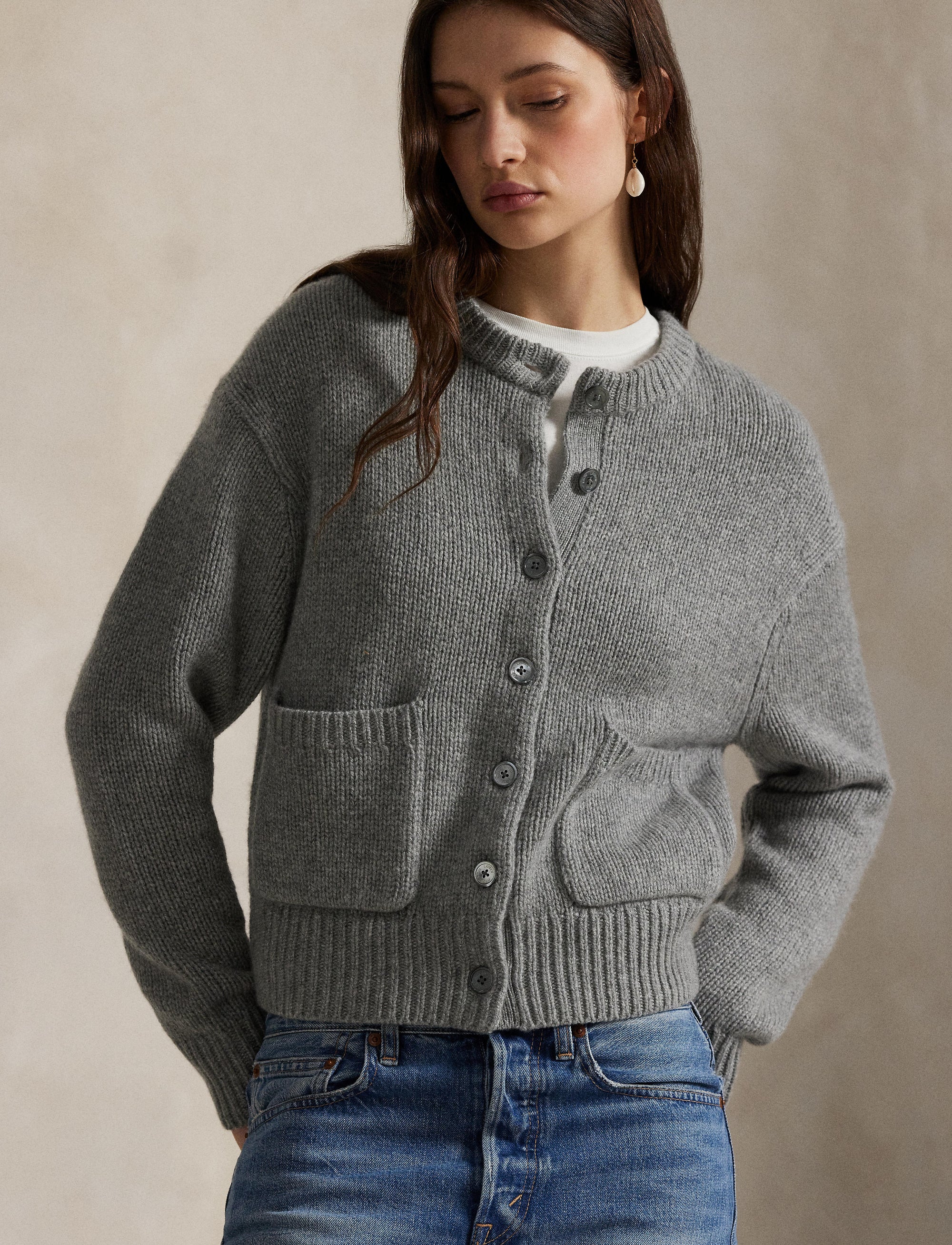 Cardigan à boutons en cachemire - Gris