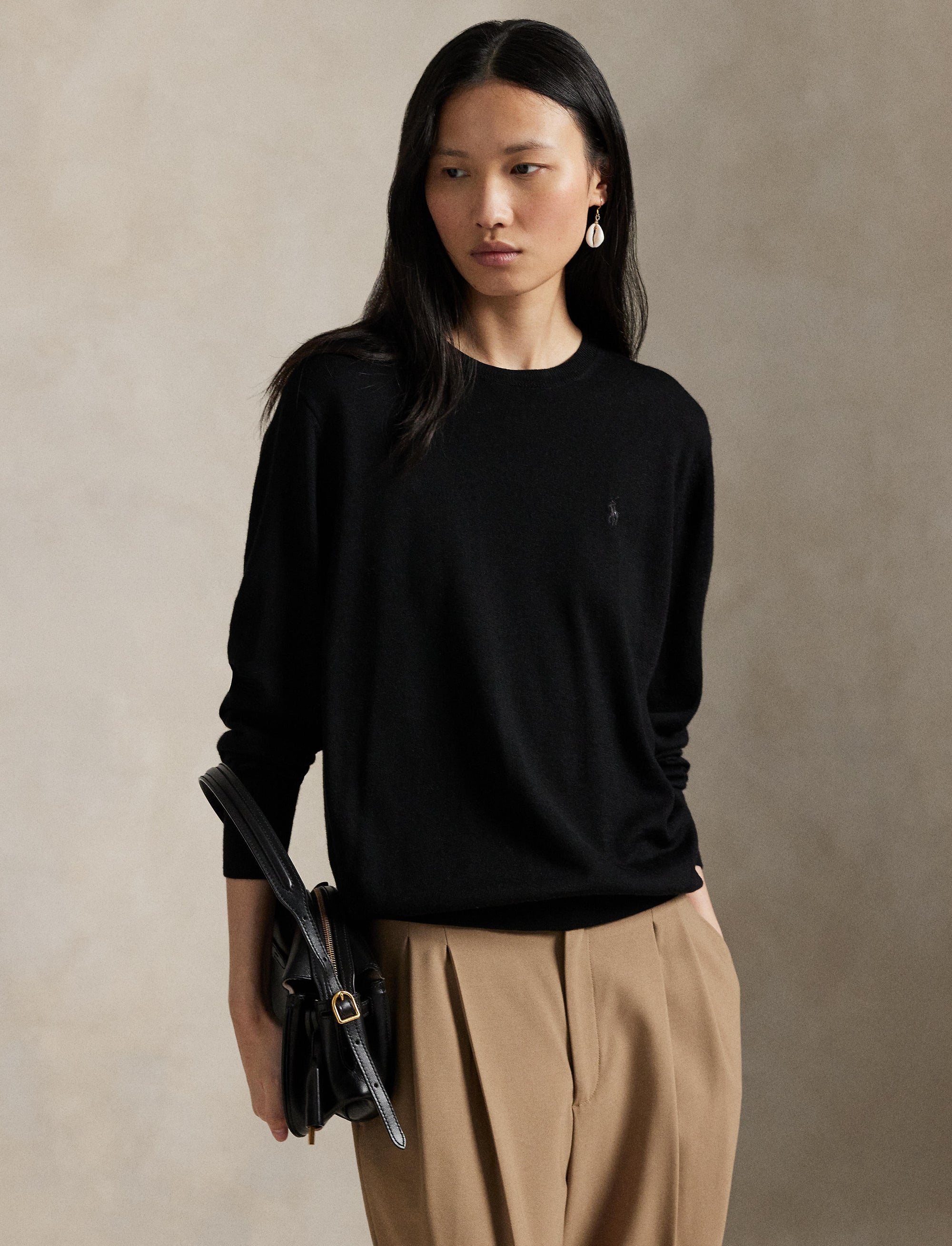 Wool round-neck jumper - Polo Black