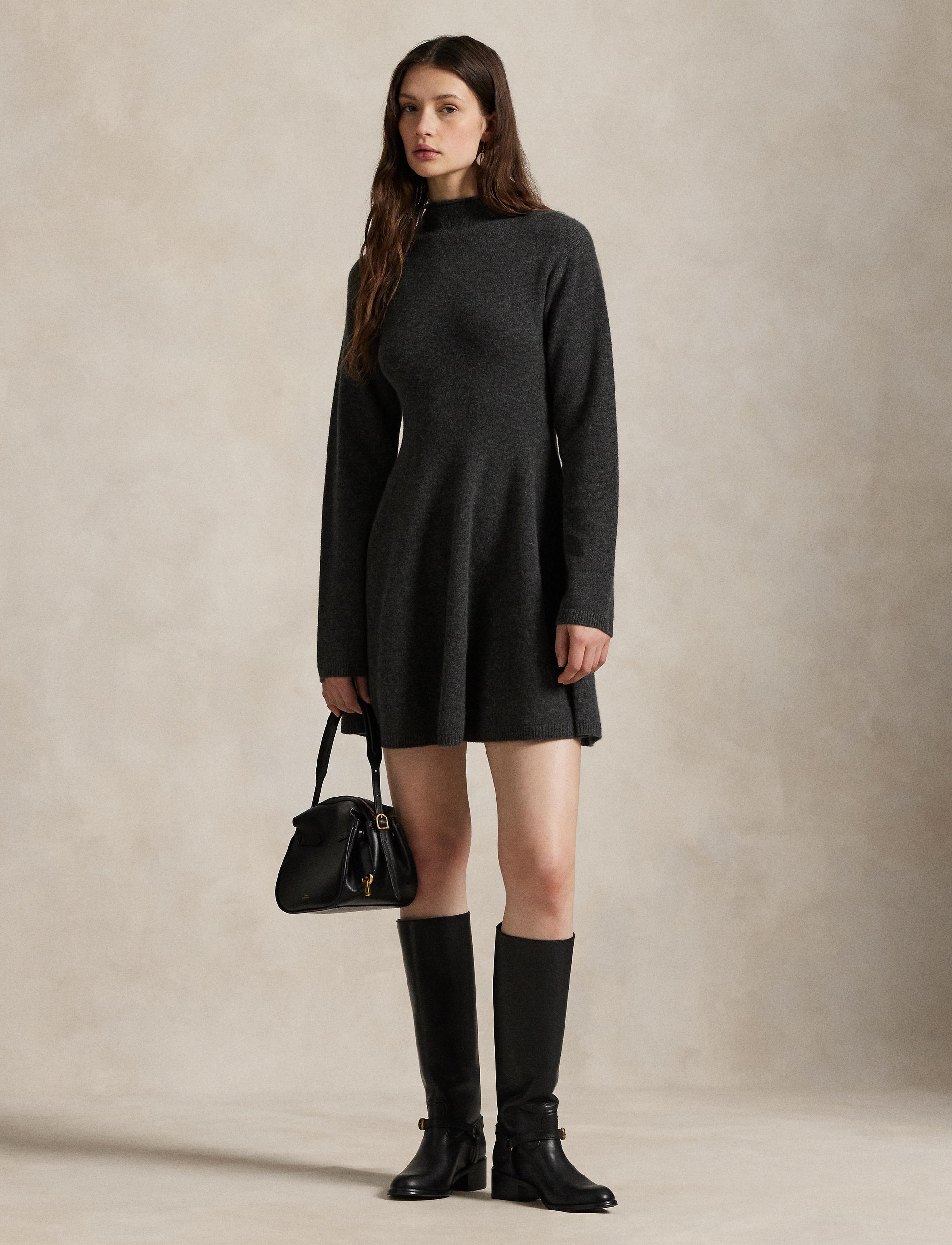 Robe-pull à col roulé en cachemire - Stadium Grey Heather