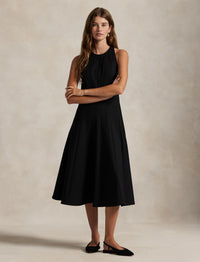 Sleeveless stretch cotton dress - Polo Black