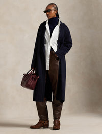 Manteau en laine milleraies - Navy Chalk Stripe