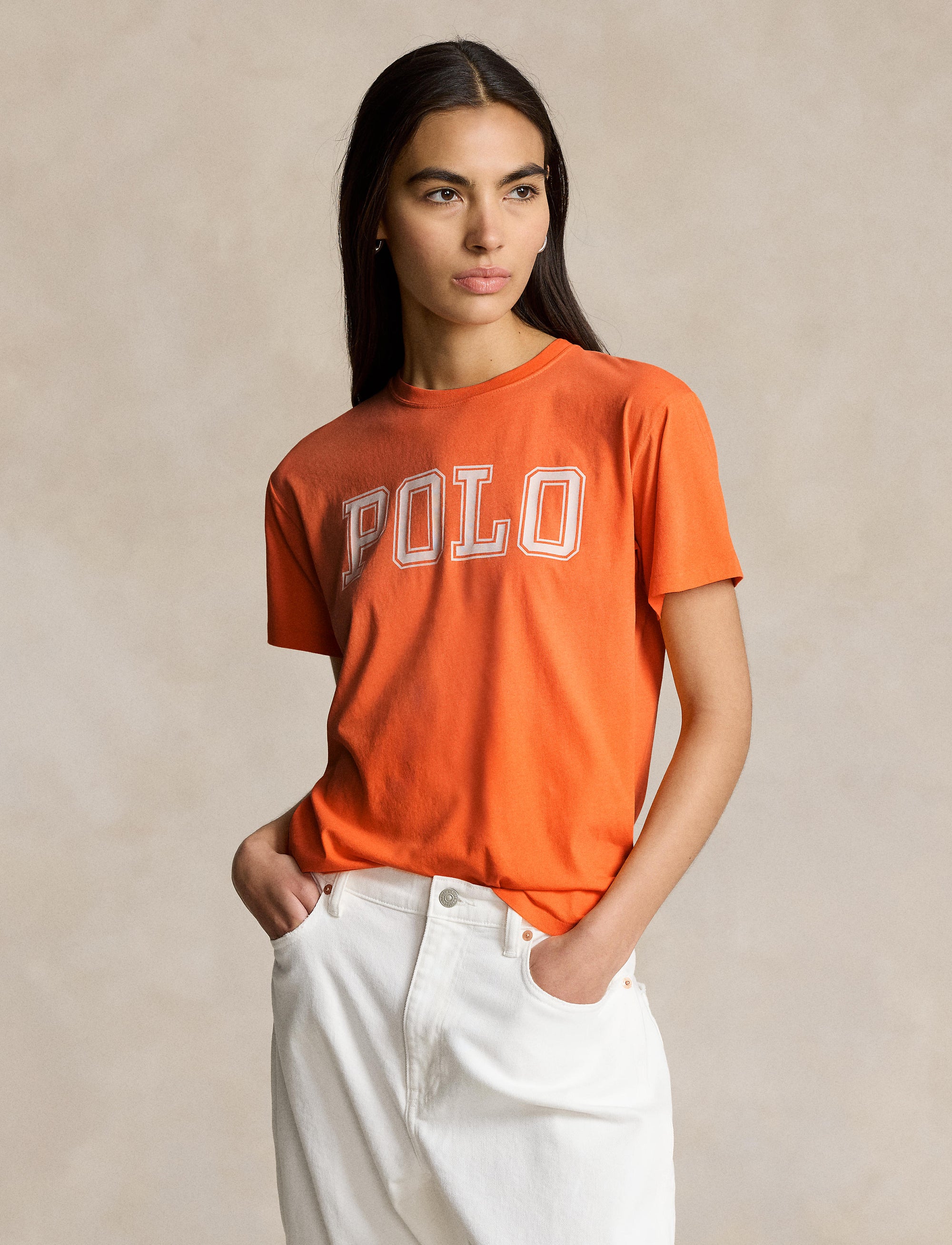 T-shirt  à logo en jersey de coton - May Orange