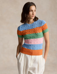 Pull torsadé rayé à manches courtes - Multicolore Stripe