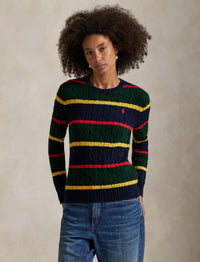 Pull rayé en coton torsadé - Navy Multicolore Stripe