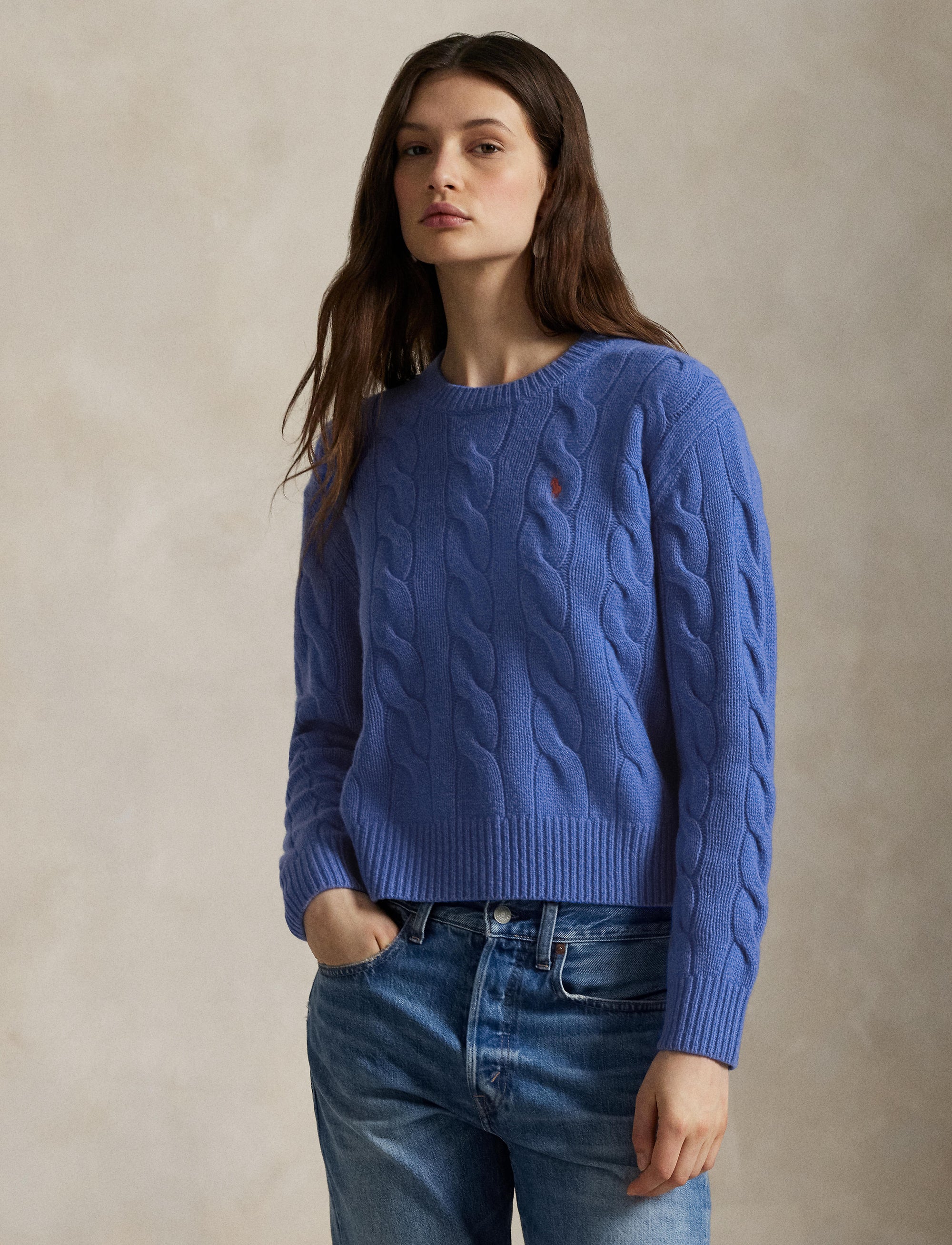 Pull torsadé en laine et cachemire - Lapis Blue