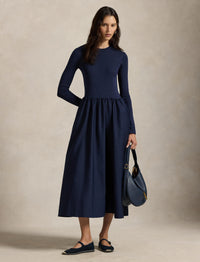 Robe manches longues en coton - Cruise Navy