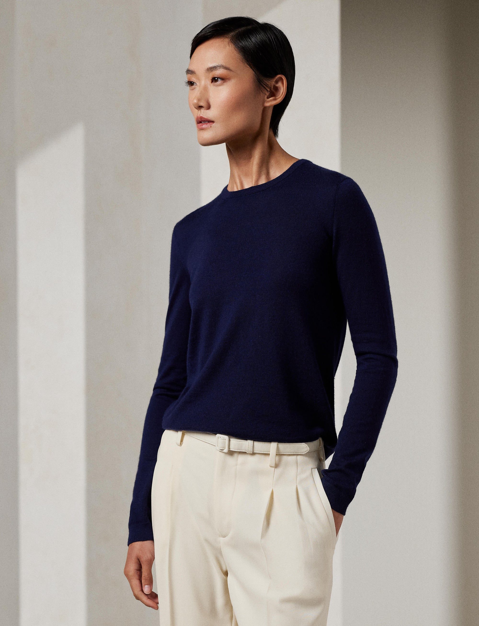Pull col rond en cachemire - Lux Navy