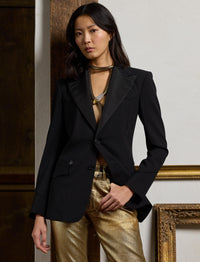 Veste de smoking Walker en crêpe de laine - Black