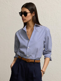 Chemise Capri rayée en coton - Blanc & Bleu Classique