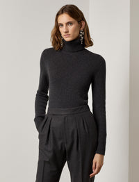 Pull à col roulé en cachemire - Dark Grey Melange
