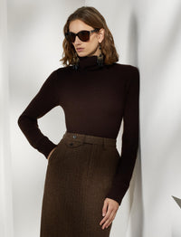 Pull à col roulé en cachemire - Luggage Brown