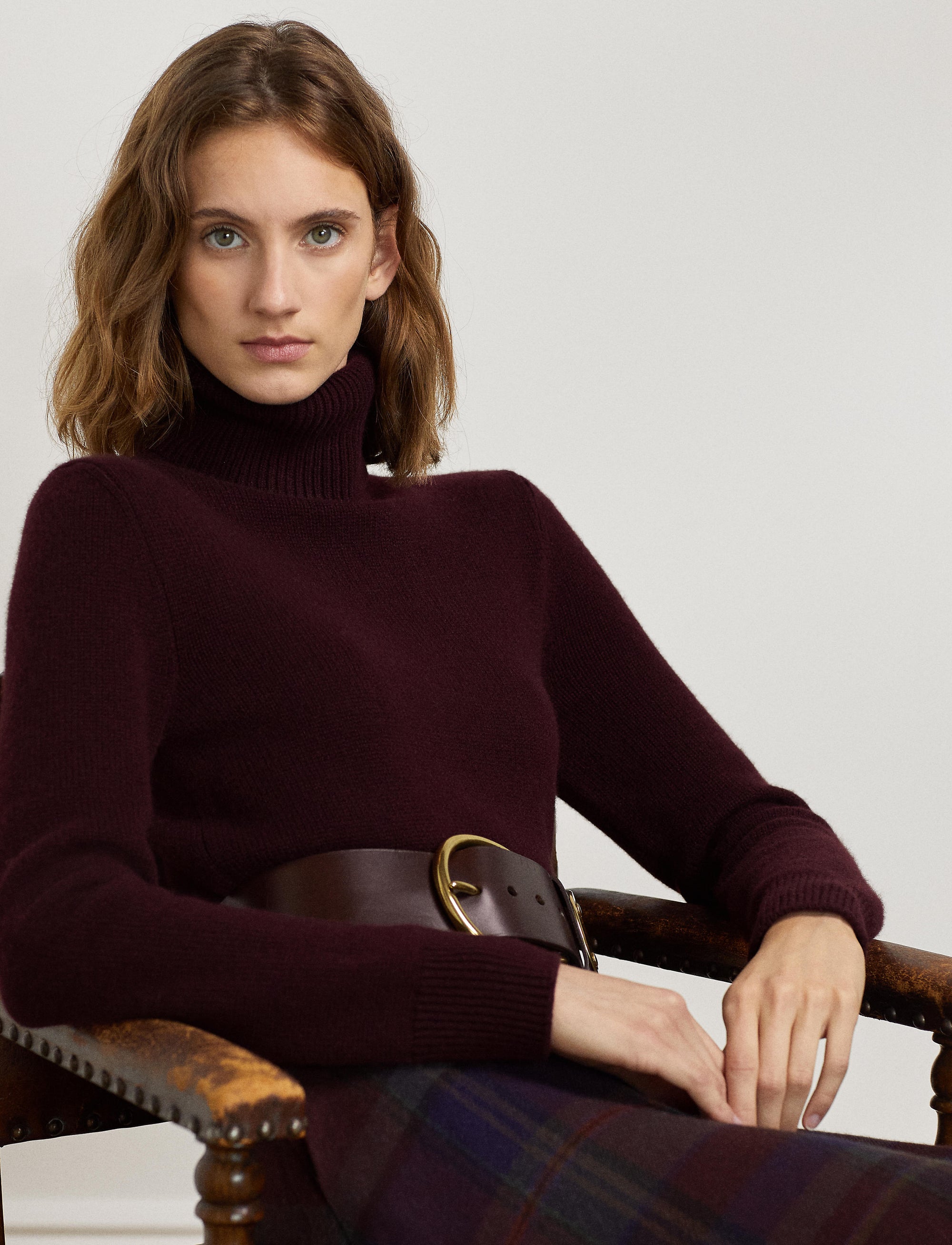 Pull à col roulé en cachemire - Bordeaux 1