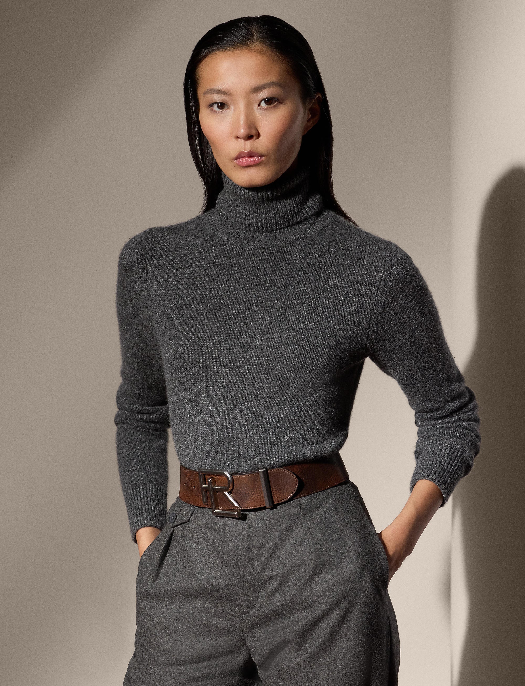 Pull à col roulé en cachemire - Medium Grey Melange 1