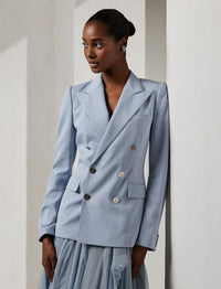 Veste Camden en gabardine de laine - Powder Blue