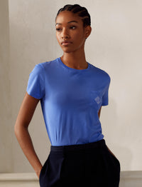 Cotton jersey monogram pocket t-shirt - Medium Blue