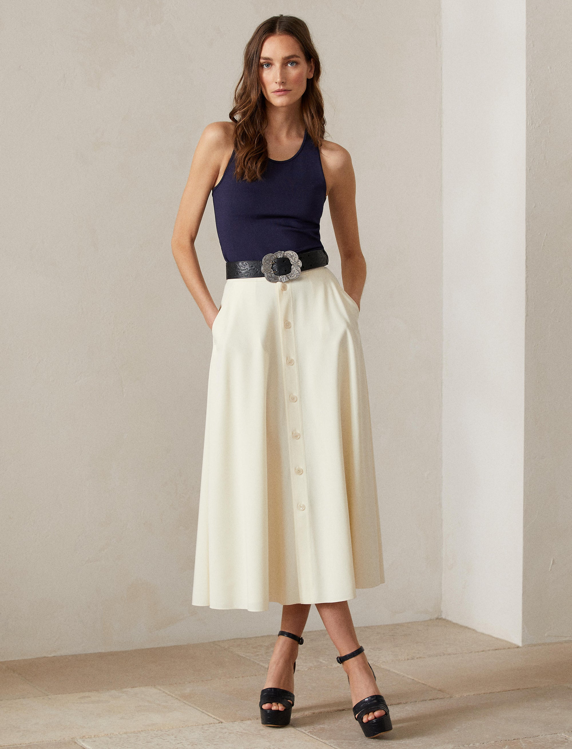 Jupe Gerald en gabardine de laine - Off White