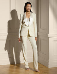 Pantalon de smoking Seth en crêpe de laine - Lux Cream