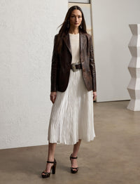 Malone pleated skirt in satin - Off-White