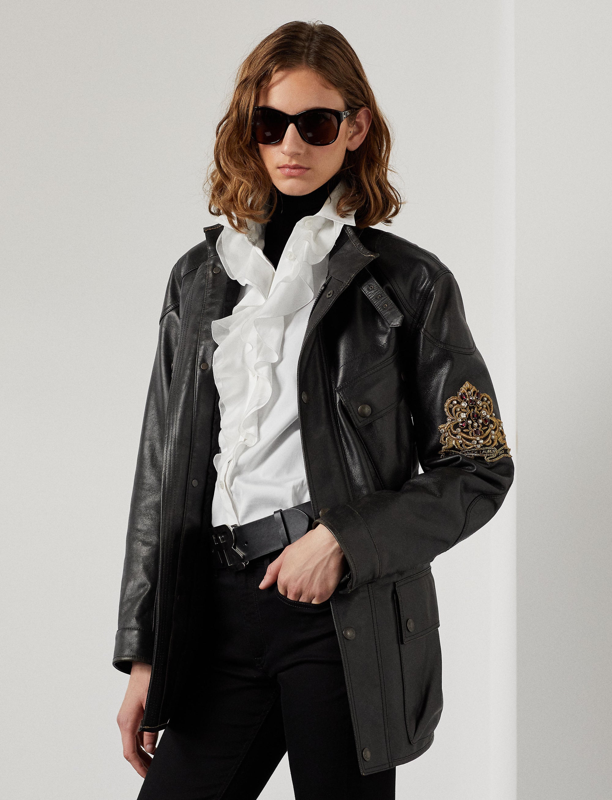 Veste moto Cadena en cuir - Black