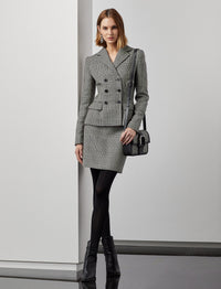 Jupe Carreen prince-de-galles en laine - Black & Antique Cream
