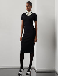 Robe-pull à col tissé - Black