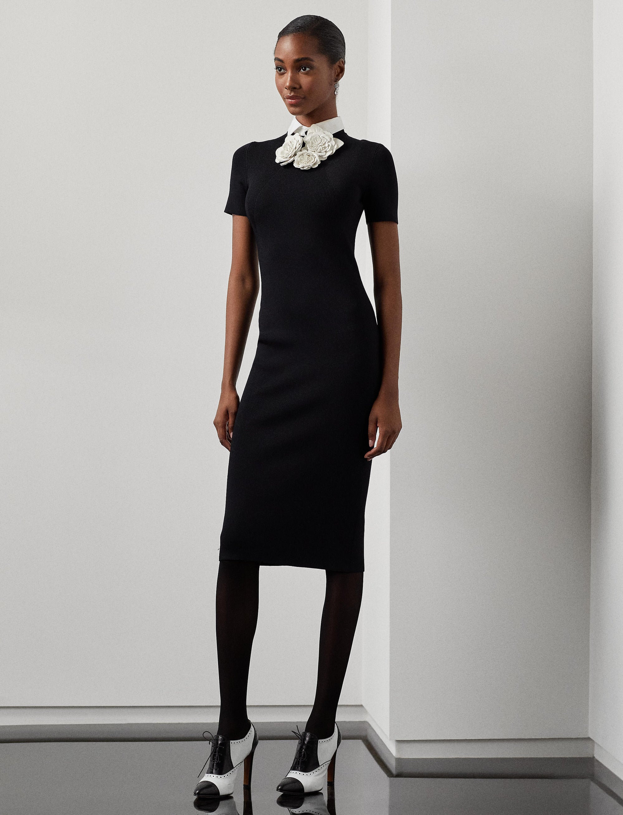 Robe-pull à col tissé - Black