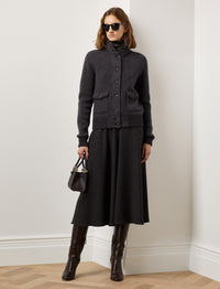 Jupe Erica à chevrons en tweed - Charcoal Melange
